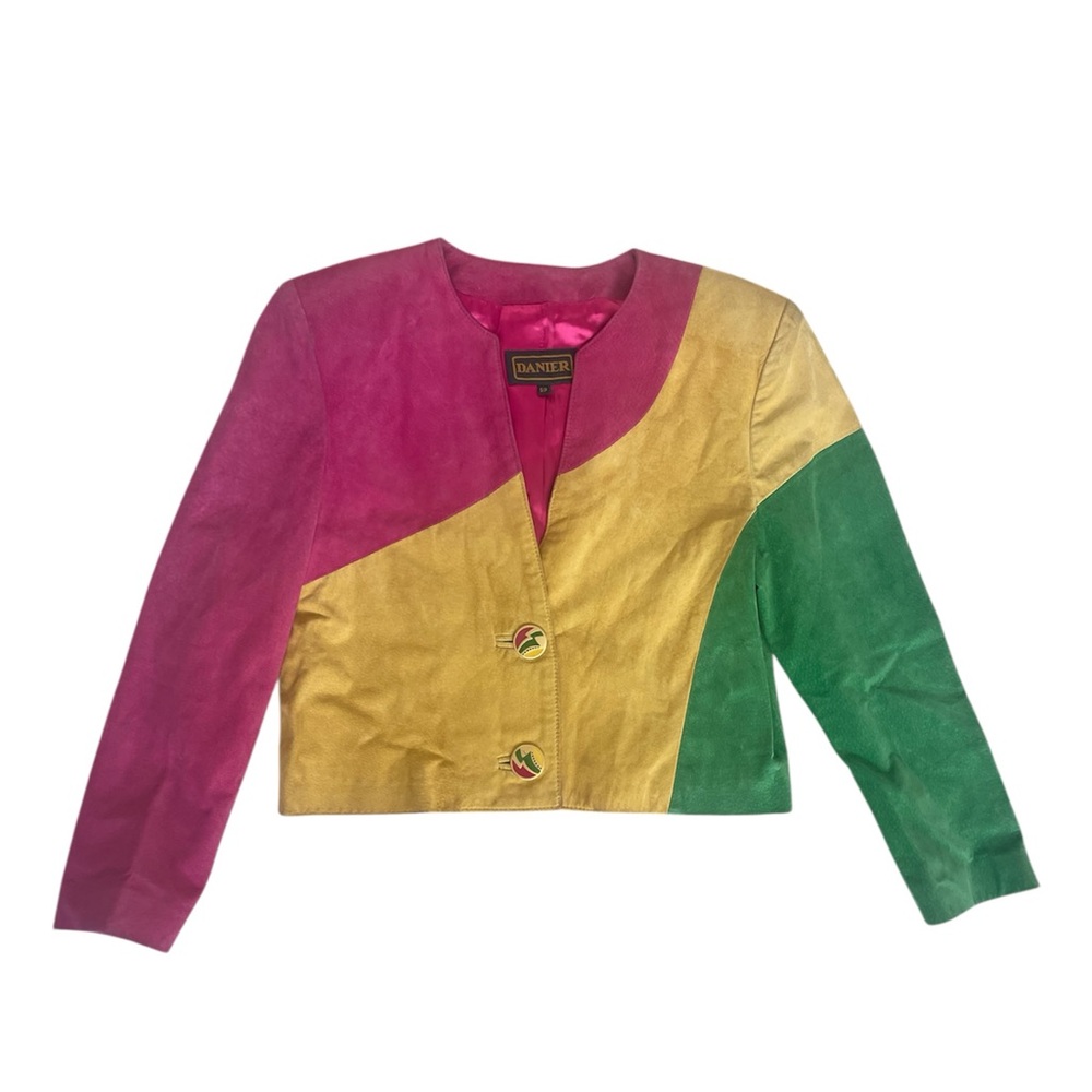Danier Vintage 80s Colorblock Suede Jacket